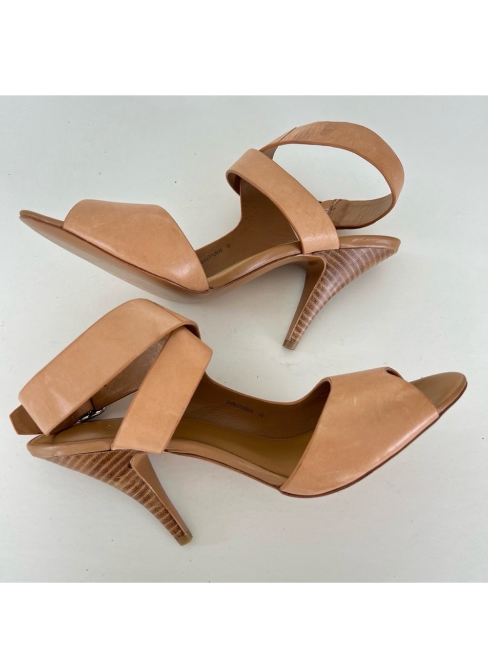3.1 PHILLIP LIM Caramel Leather Ankle Wrap Buckle Open Heel Sandals Sz 40 NWOT